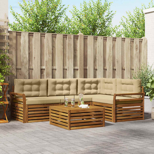 Set di divani da esterno con cuscino 5 pcs Naturale e Beige | homemem39