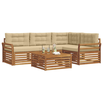 Set di divani da esterno con cuscino 5 pcs Naturale e Beige