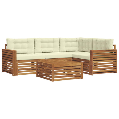 Set di divani da esterno con cuscino 5 pcs Naturale e Crema | homemem39