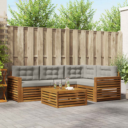 Set di divani da esterno 5 pcs Grigio Naturale e Chiaro | homemem39
