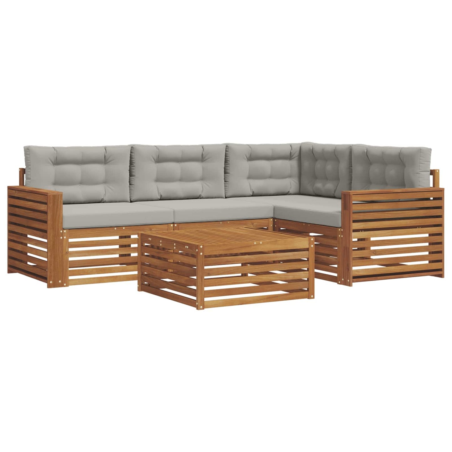 Set di divani da esterno 5 pcs Grigio Naturale e Chiaro | homemem39