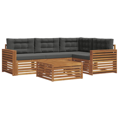Set di divani da esterno con cuscino 5 pcs Naturale e Antracite | homemem39