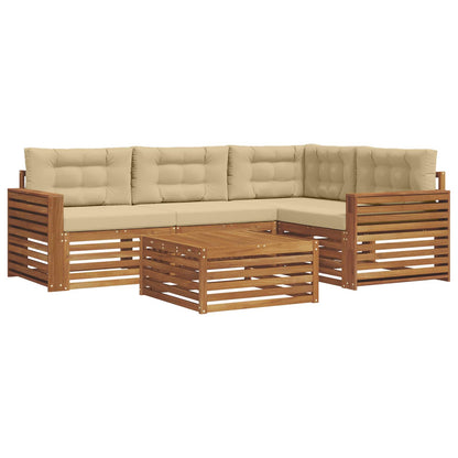 Set di divani da esterno con cuscino 5 pcs Naturale e Beige | homemem39