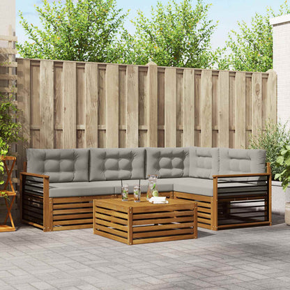 Set di divani da esterno 5 pcs Grigio Naturale e Chiaro | homemem39