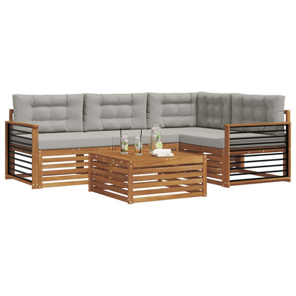 Set di divani da esterno 5 pcs Grigio Naturale e Chiaro | homemem39