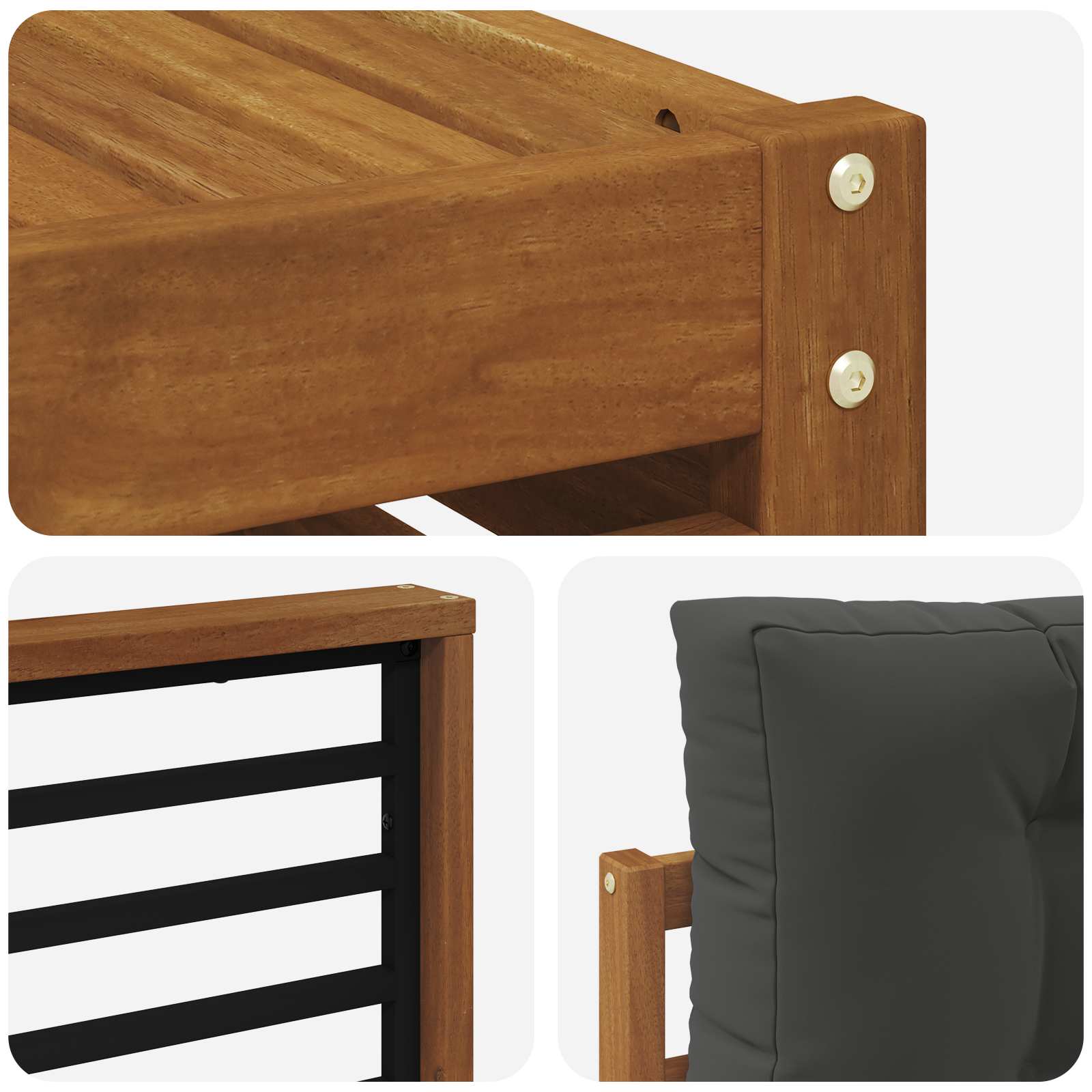 Set di divani da esterno con cuscino 5 pcs Naturale e Antracite | homemem39