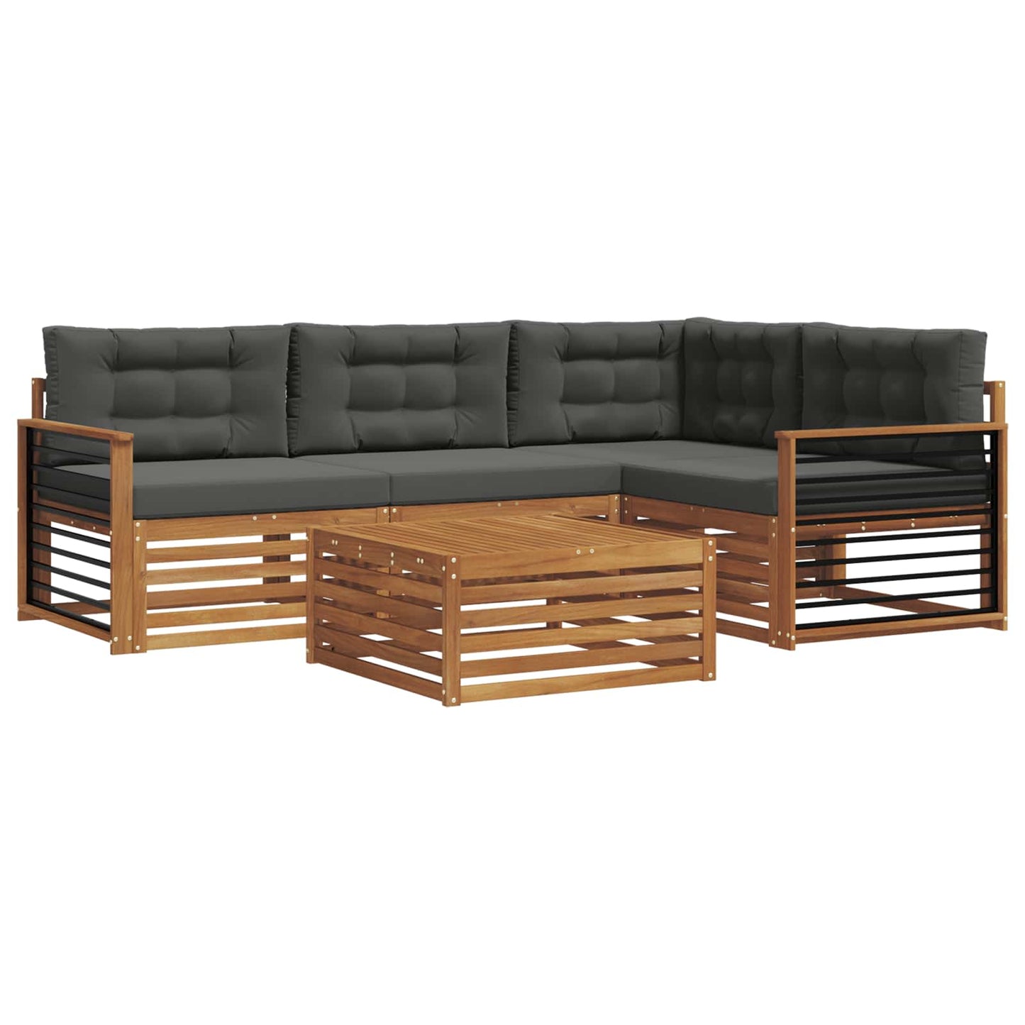 Set di divani da esterno con cuscino 5 pcs Naturale e Antracite | homemem39