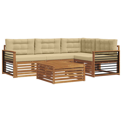 Set di divani da esterno con cuscino 5 pcs Naturale e Beige | homemem39