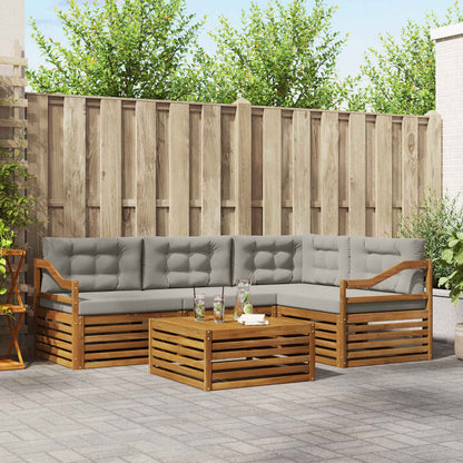 Set di divani da esterno 5 pcs Grigio Naturale e Chiaro