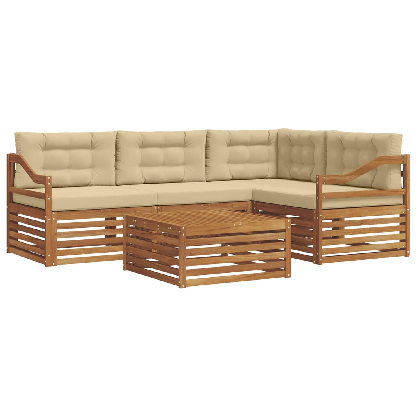 Set di divani da esterno con cuscino 5 pcs Naturale e Beige | homemem39