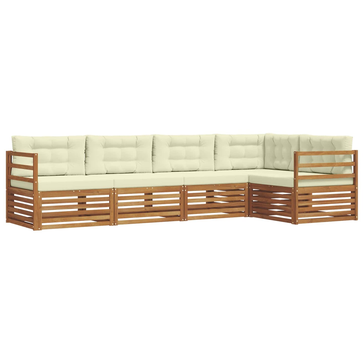 Set di divani da esterno con cuscino 5 pcs Naturale e Crema | homemem39