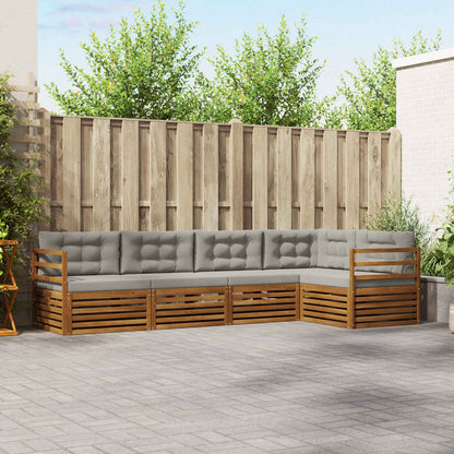 Set di divani da esterno 5 pcs Grigio Naturale e Chiaro