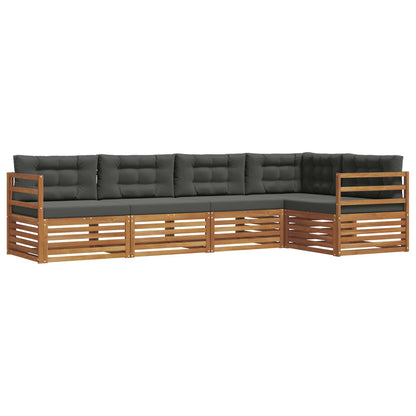 Set di divani da esterno con cuscino 5 pcs Naturale e Antracite