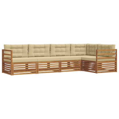 Set di divani da esterno con cuscino 5 pcs Naturale e Beige | homemem39