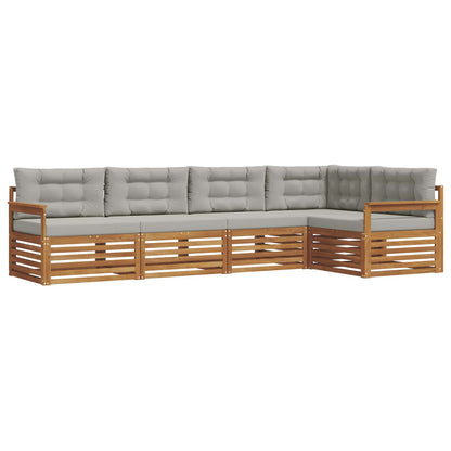 Set di divani da esterno 5 pcs Grigio Naturale e Chiaro | homemem39