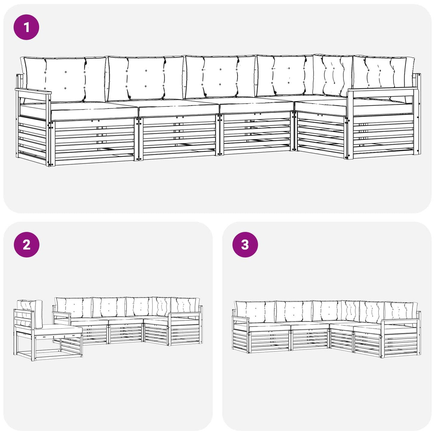 Set di divani da esterno 5 pcs Grigio Naturale e Chiaro | homemem39