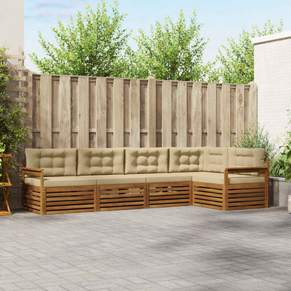 Set di divani da esterno con cuscino 5 pcs Naturale e Beige | homemem39