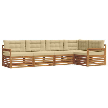 Set di divani da esterno con cuscino 5 pcs Naturale e Beige