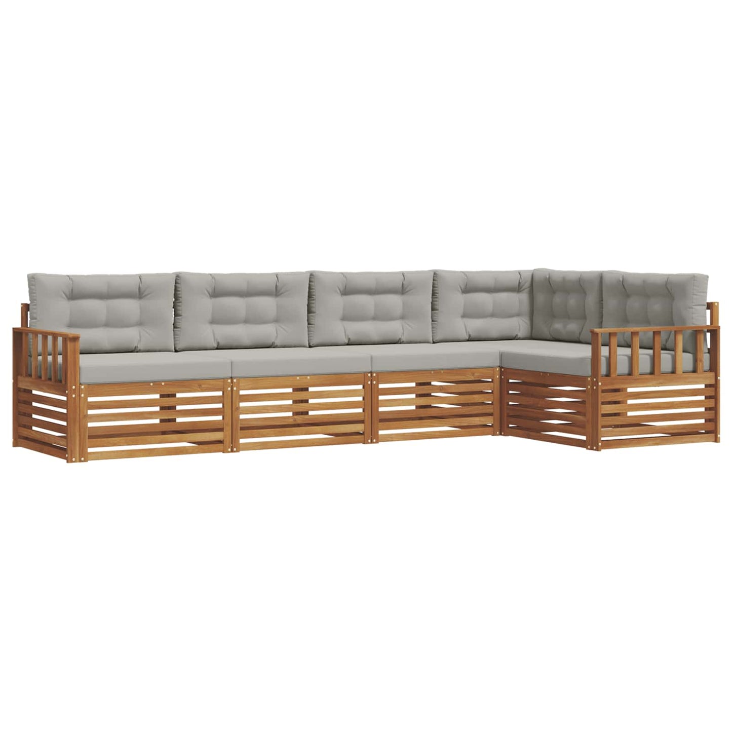 Set di divani da esterno 5 pcs Grigio Naturale e Chiaro | homemem39