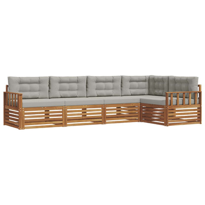 Set di divani da esterno 5 pcs Grigio Naturale e Chiaro | homemem39