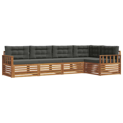 Set di divani da esterno con cuscino 5 pcs Naturale e Antracite