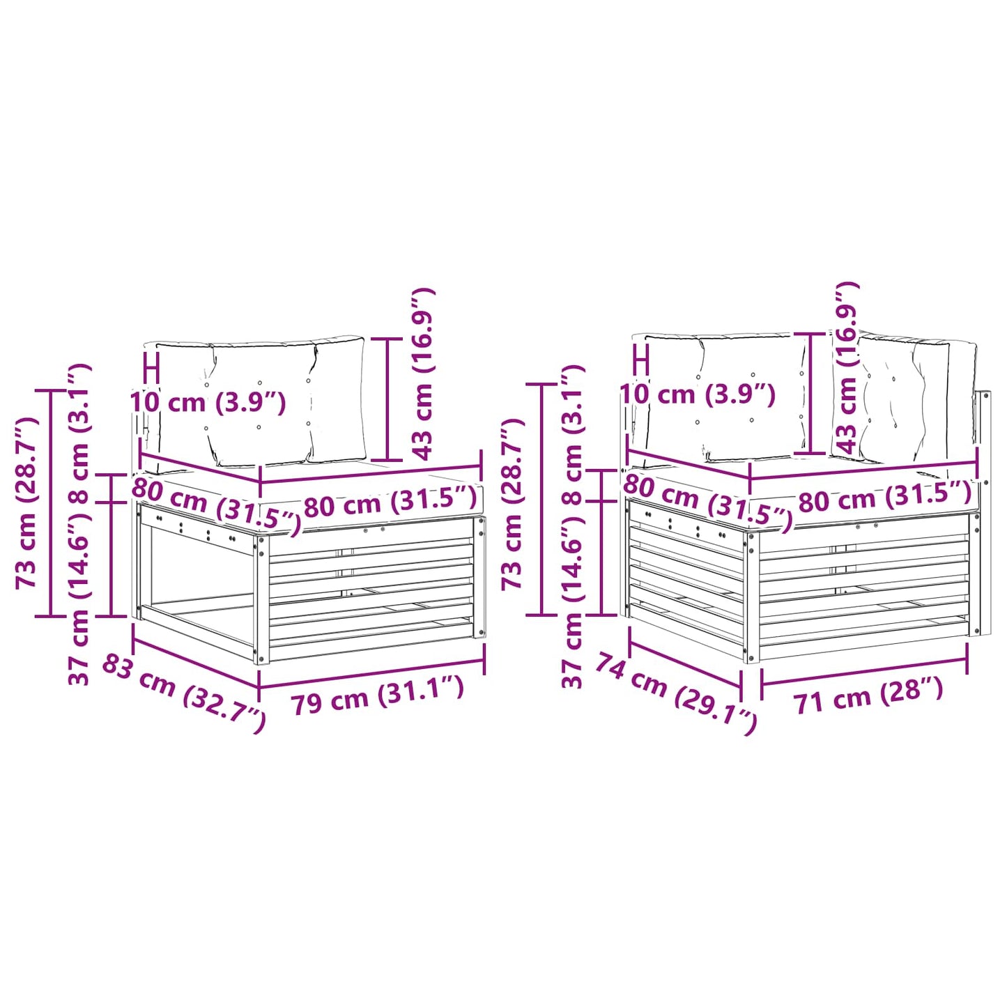 Set di divani da esterno con cuscino 5 pcs Naturale e Antracite | homemem39