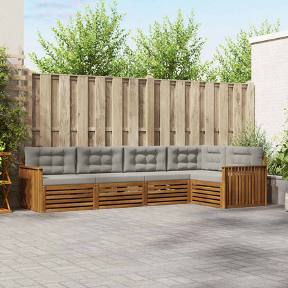Set di divani da esterno 5 pcs Grigio Naturale e Chiaro