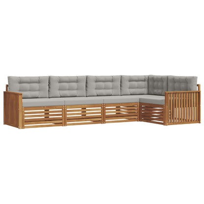 Set di divani da esterno 5 pcs Grigio Naturale e Chiaro | homemem39
