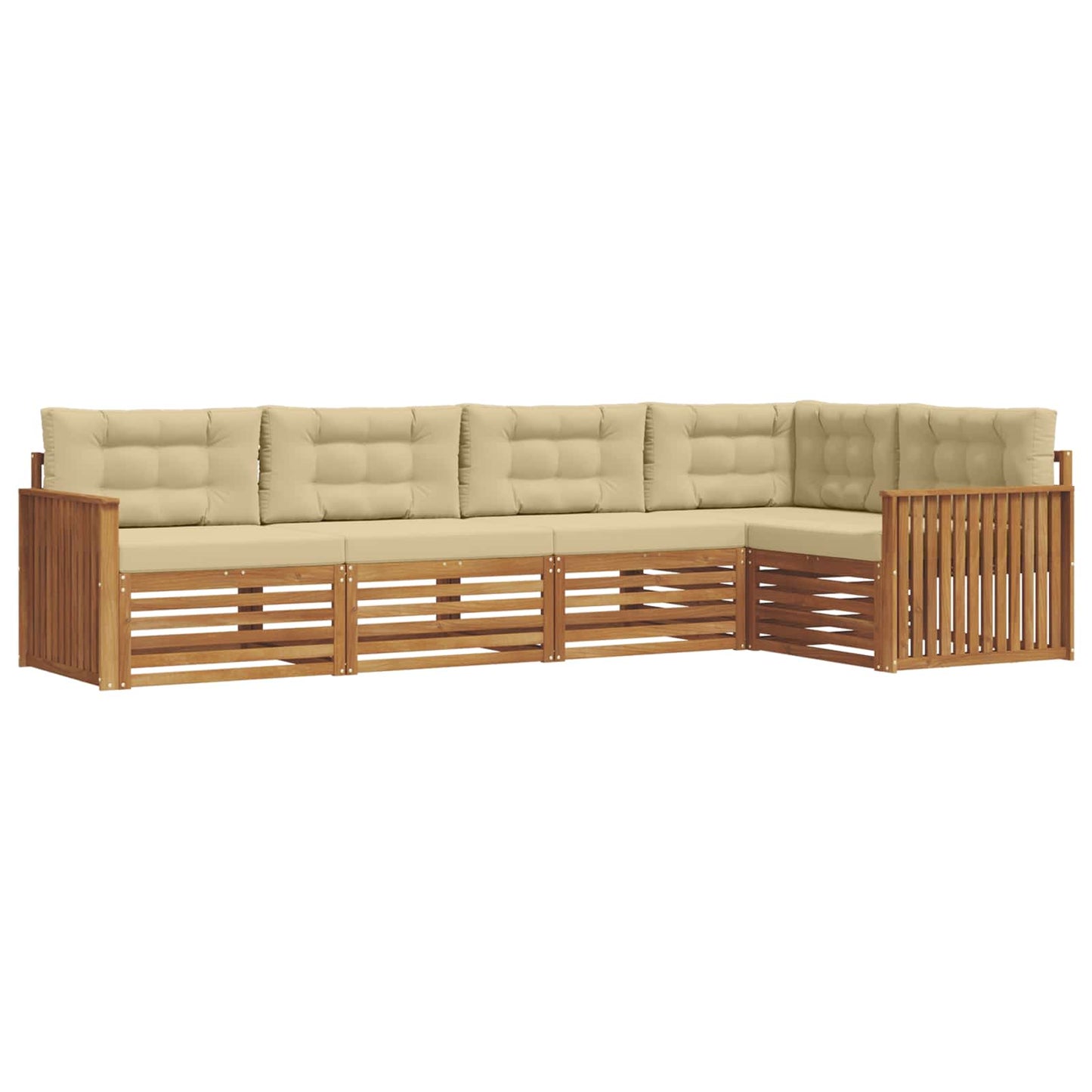 Set di divani da esterno con cuscino 5 pcs Naturale e Beige | homemem39