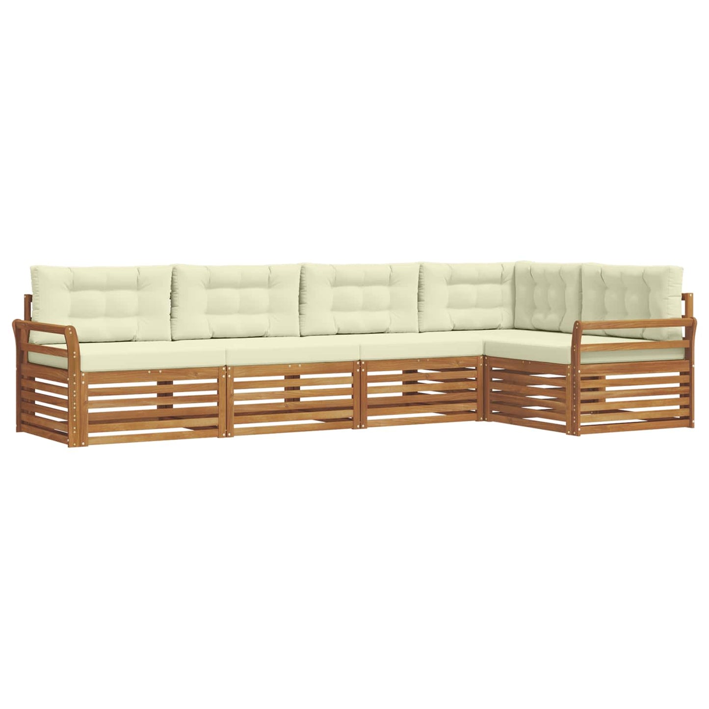 Set di divani da esterno con cuscino 5 pcs Naturale e Crema | homemem39