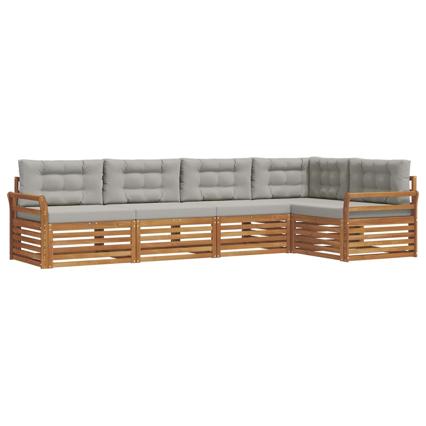 Set di divani da esterno 5 pcs Grigio Naturale e Chiaro | homemem39