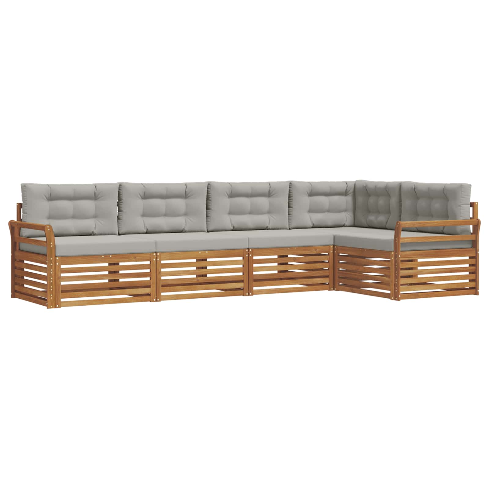 Set di divani da esterno 5 pcs Grigio Naturale e Chiaro | homemem39