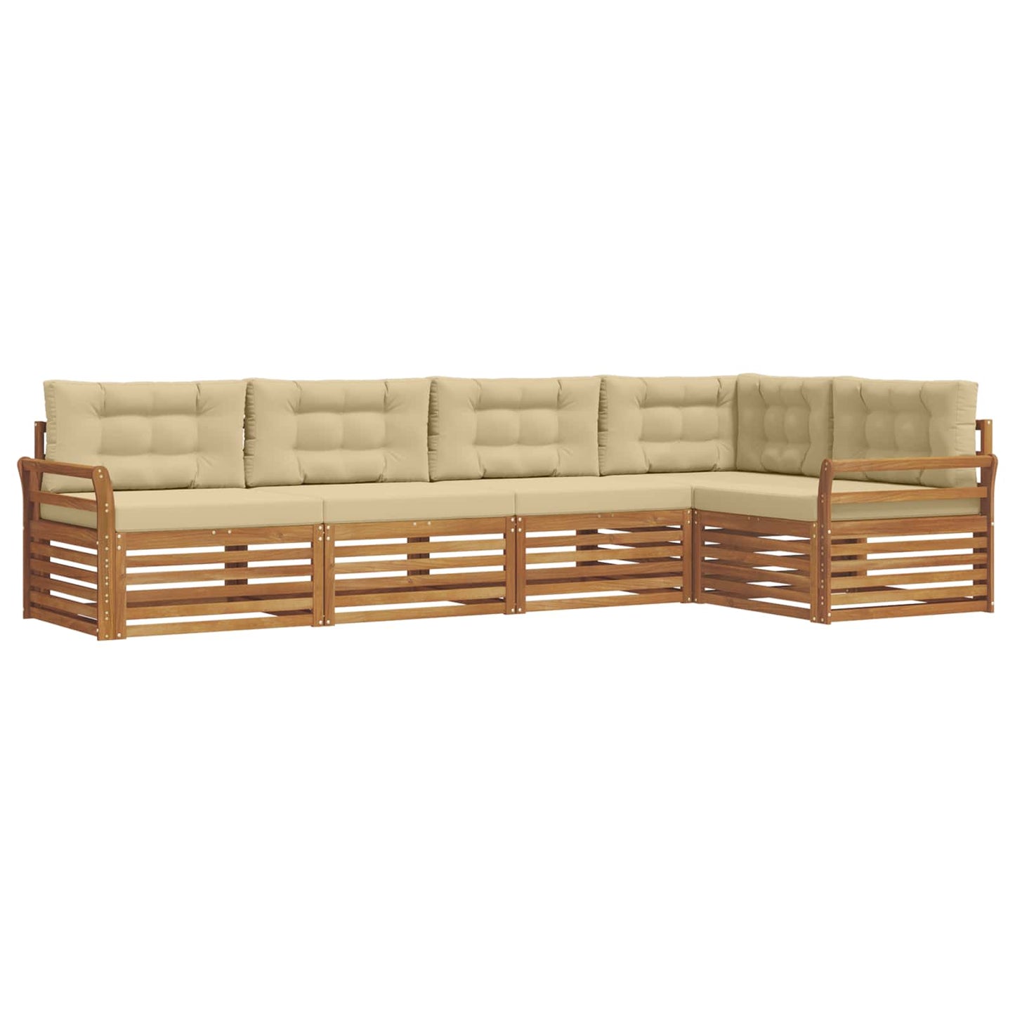 Set di divani da esterno con cuscino 5 pcs Naturale e Beige | homemem39