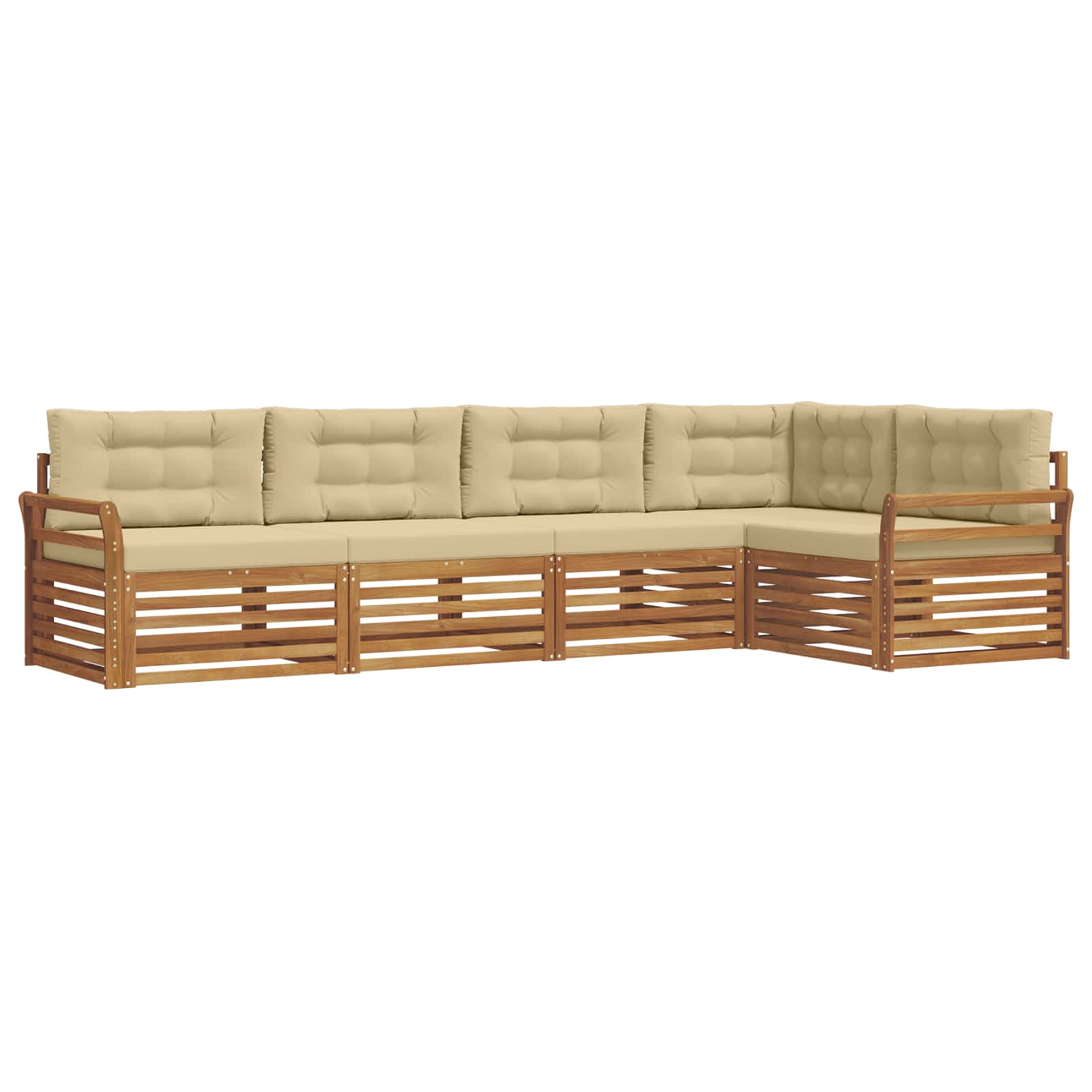 Set di divani da esterno con cuscino 5 pcs Naturale e Beige | homemem39