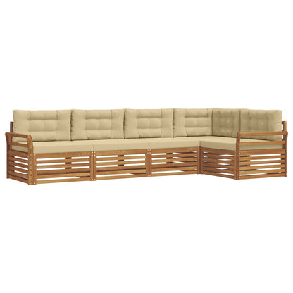 Set di divani da esterno con cuscino 5 pcs Naturale e Beige