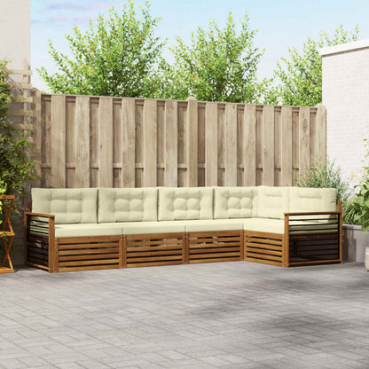 Set di divani da esterno con cuscino 5 pcs Naturale e Crema | homemem39