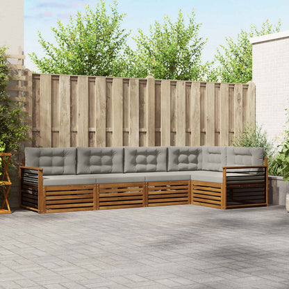 Set di divani da esterno 5 pcs Grigio Naturale e Chiaro