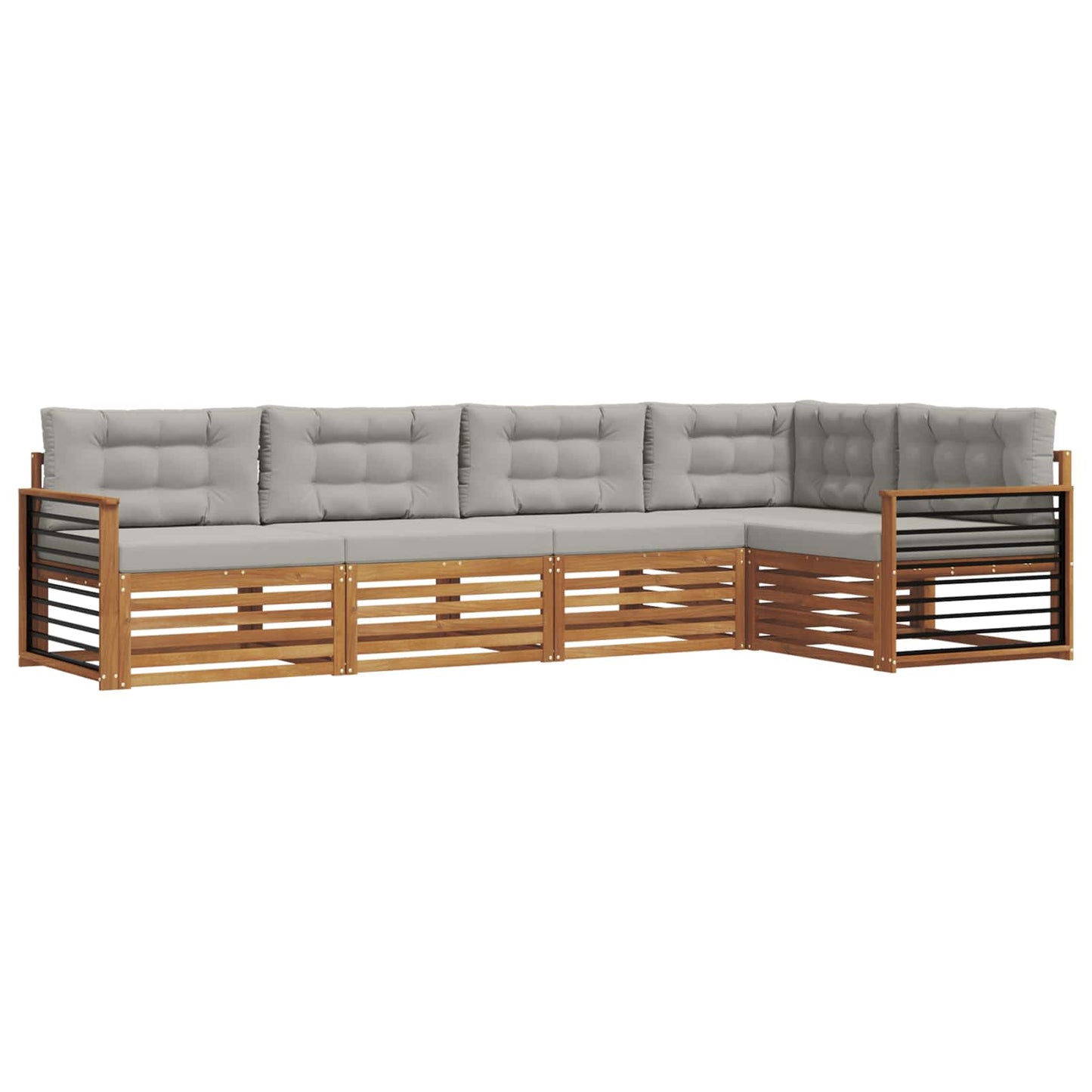 Set di divani da esterno 5 pcs Grigio Naturale e Chiaro | homemem39