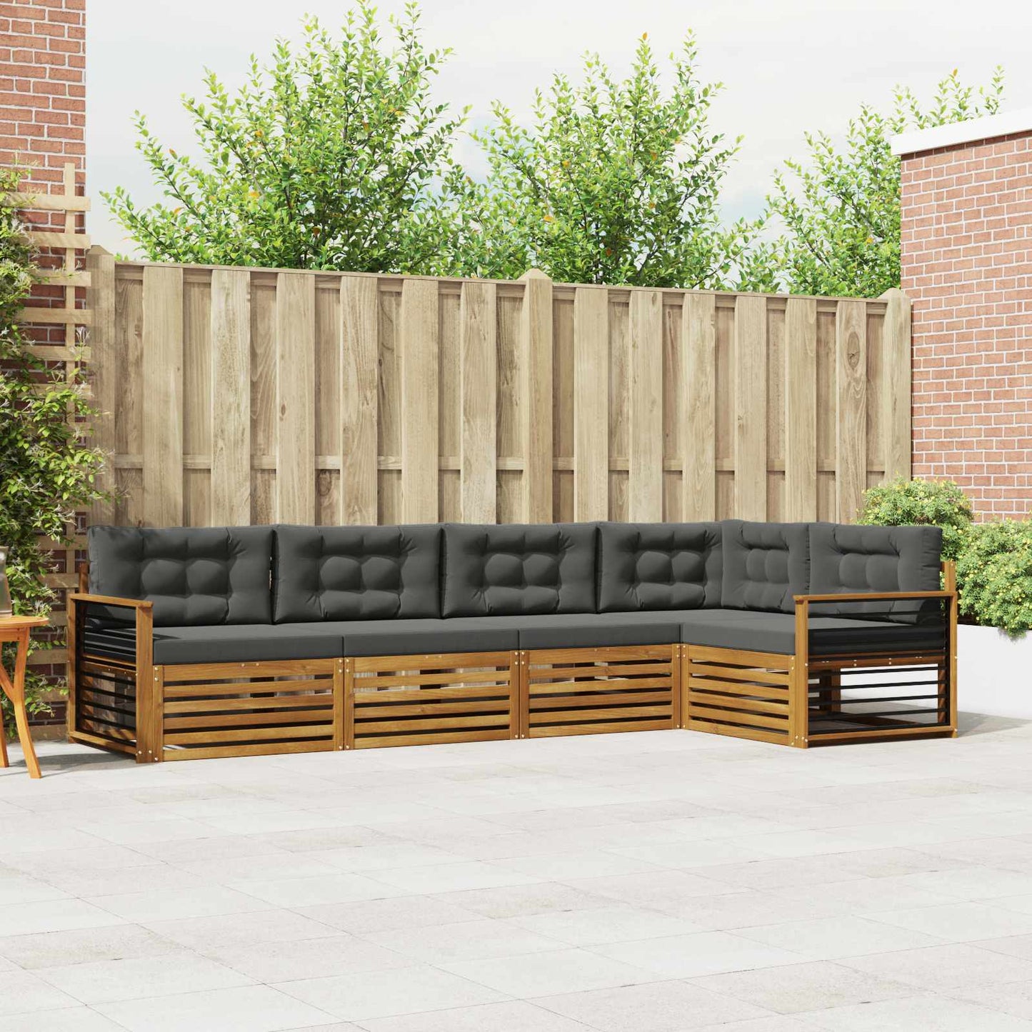 Set di divani da esterno con cuscino 5 pcs Naturale e Antracite