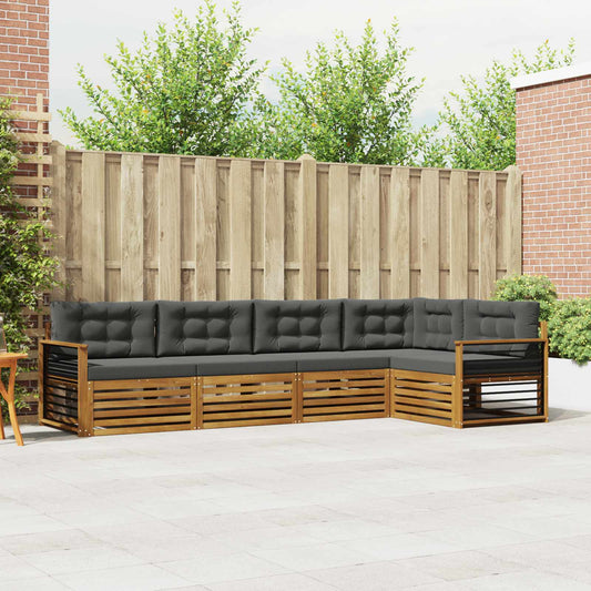 Set di divani da esterno con cuscino 5 pcs Naturale e Antracite