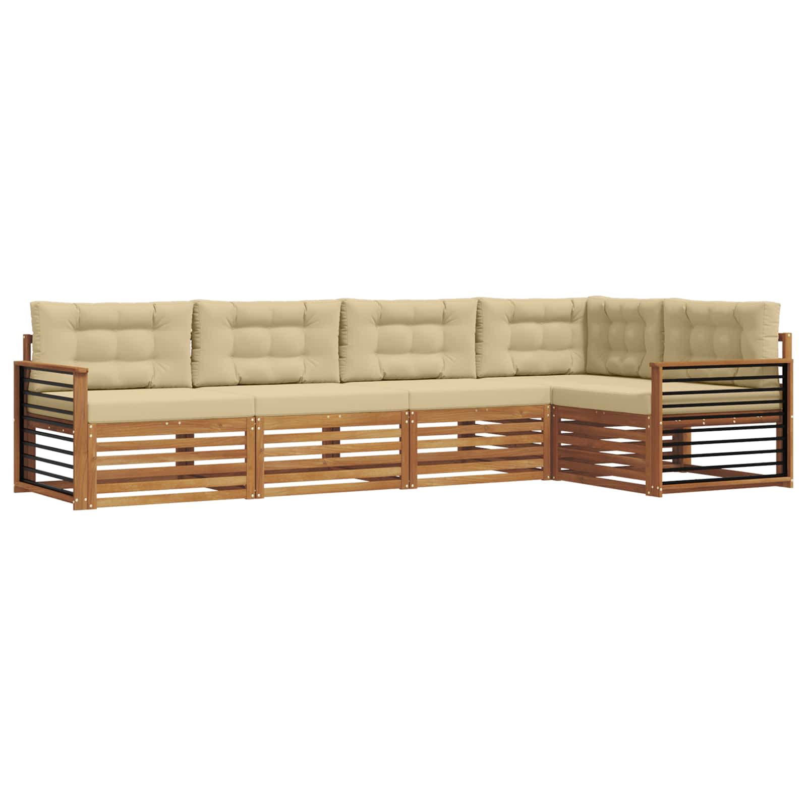 Set di divani da esterno con cuscino 5 pcs Naturale e Beige | homemem39