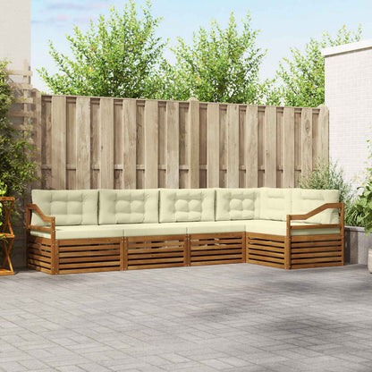 Set di divani da esterno con cuscino 5 pcs Naturale e Crema | homemem39