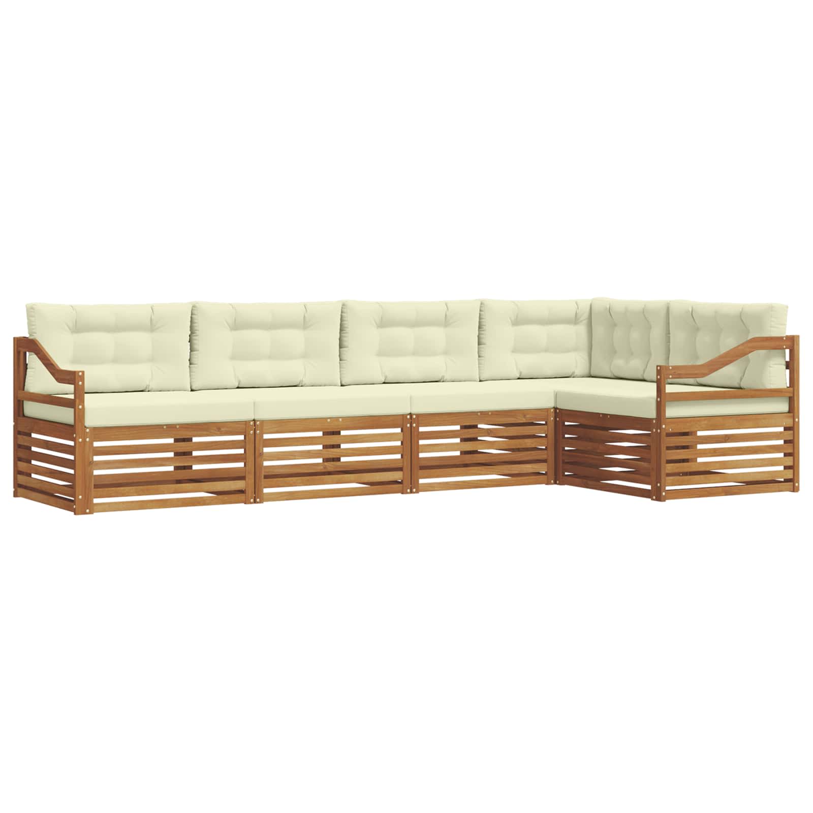 Set di divani da esterno con cuscino 5 pcs Naturale e Crema | homemem39
