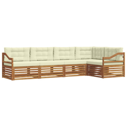 Set di divani da esterno con cuscino 5 pcs Naturale e Crema | homemem39