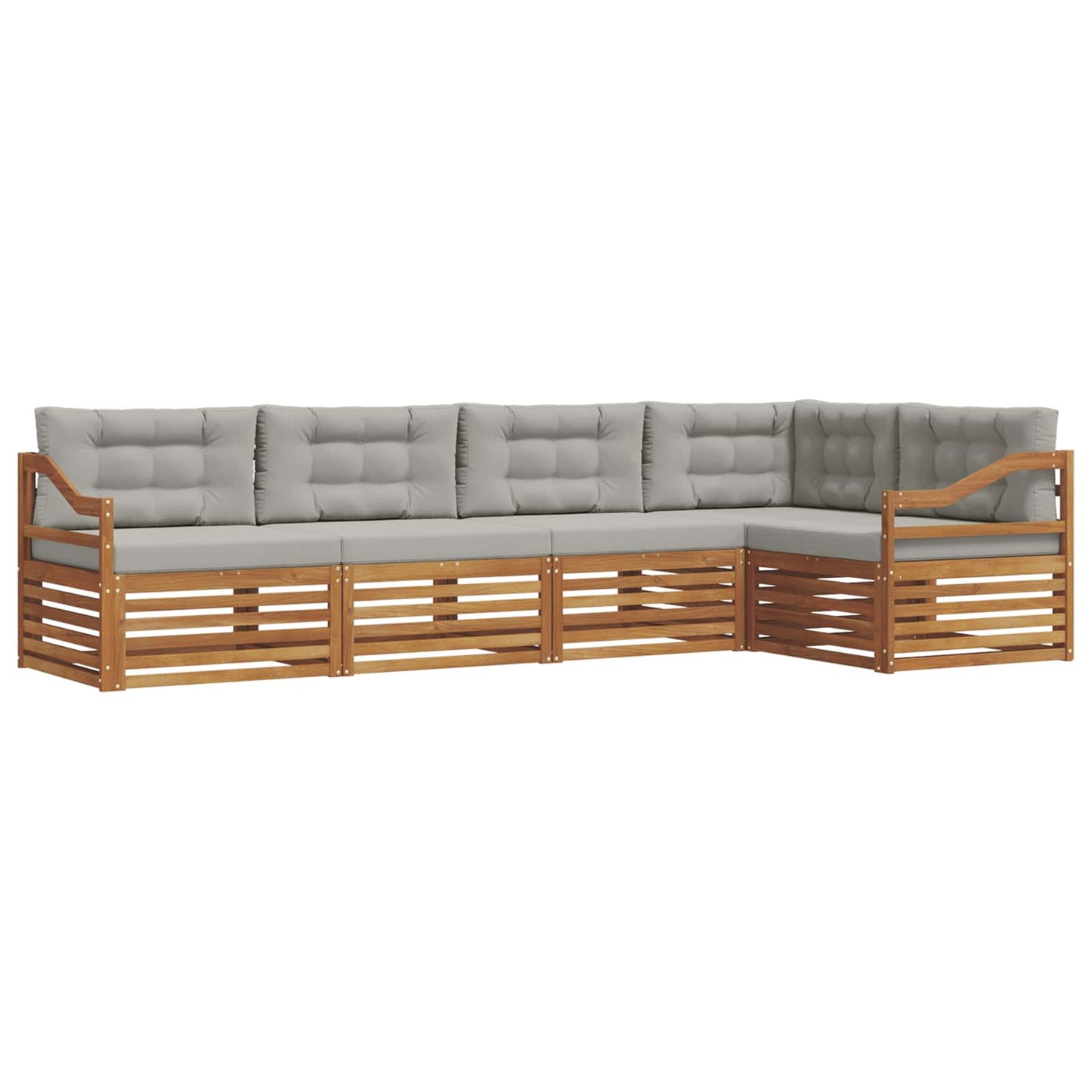 Set di divani da esterno 5 pcs Grigio Naturale e Chiaro | homemem39