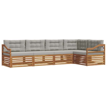 Set di divani da esterno 5 pcs Grigio Naturale e Chiaro