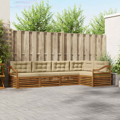 Set di divani da esterno con cuscino 5 pcs Naturale e Beige | homemem39
