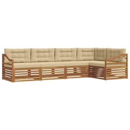 Set di divani da esterno con cuscino 5 pcs Naturale e Beige | homemem39