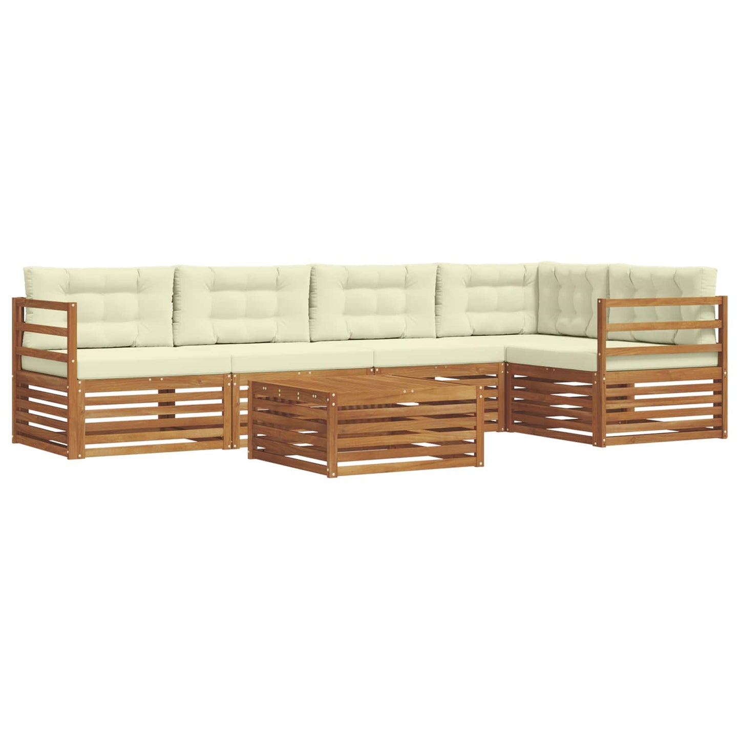 Set di divani da esterno con cuscino 6 pcs Naturale e Crema