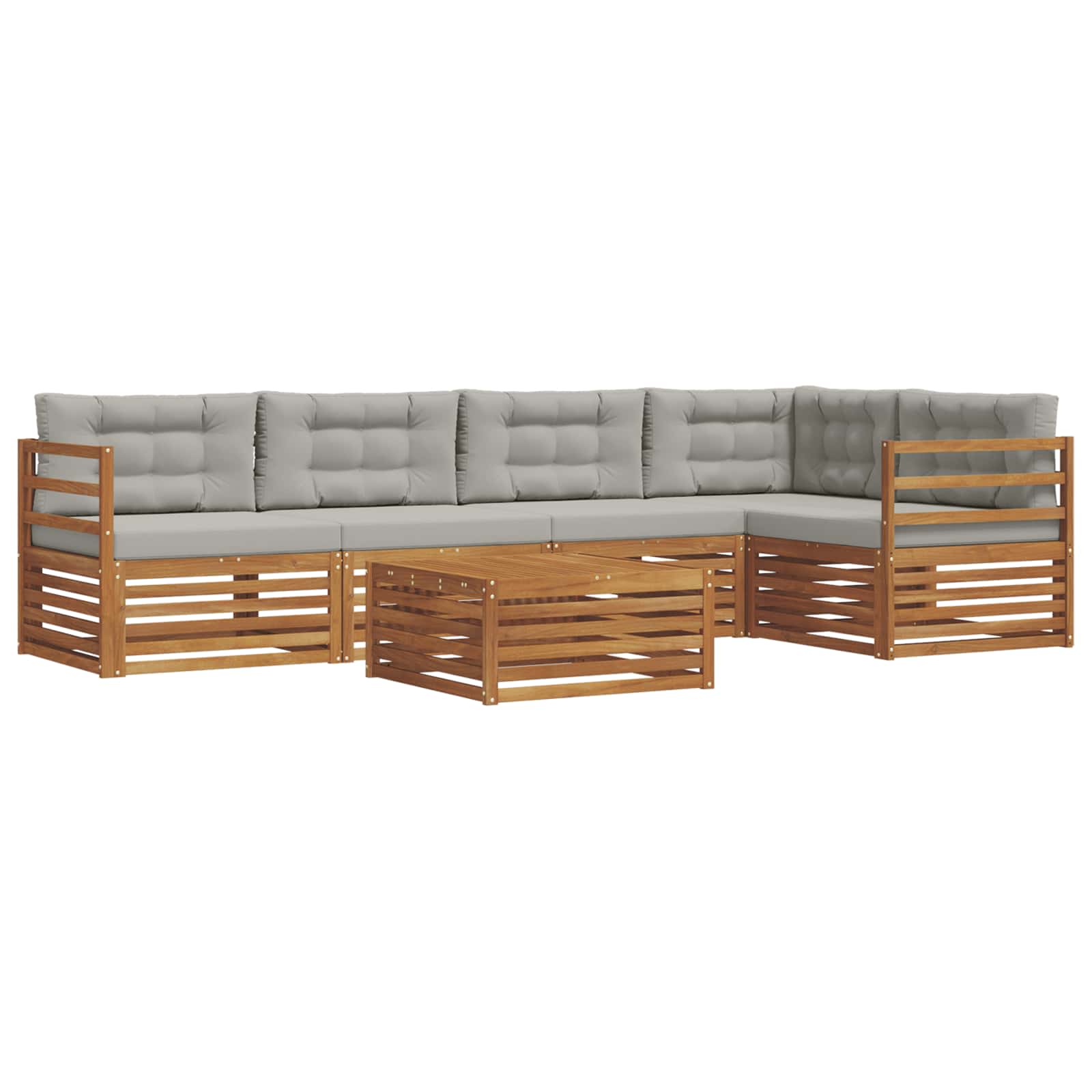 Set di divani da esterno 6 pcs Grigio Naturale e Chiaro | homemem39